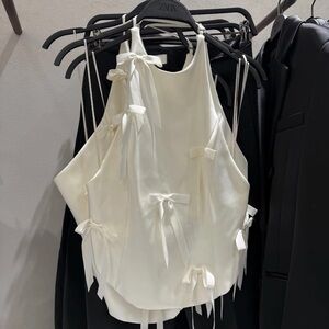 ZARA White Bow Detail Top